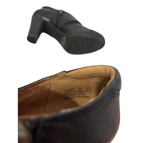 Clarks Booties Womens 8 Sapphire Athena Black Leather Double Monk Strap Heels - Picture 9 of 9